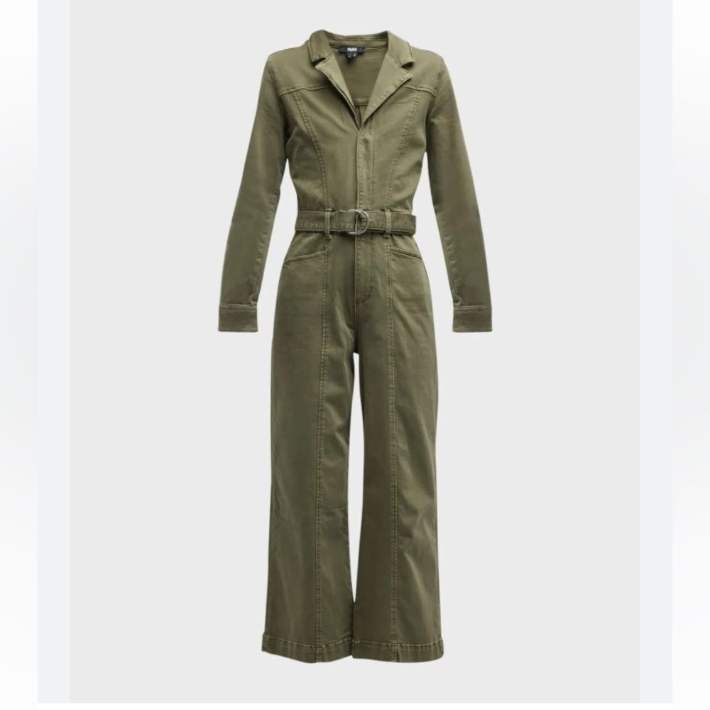 PAIGE Anessa Long Sleeve Jumpsuit in Vintage Brushed Olive NWT - Picture 3 of 8